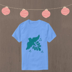 Camisa verde Pop de arte voadora de pássaro verde-