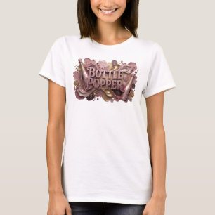 Camisa Vermelha com Design de Garrafa Estourando q