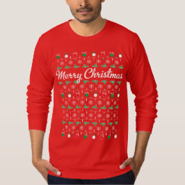 Camisa vermelha da Capa longa T do Feliz Natal