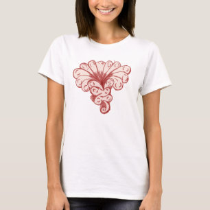 Camisa vermelha da flor do vintage