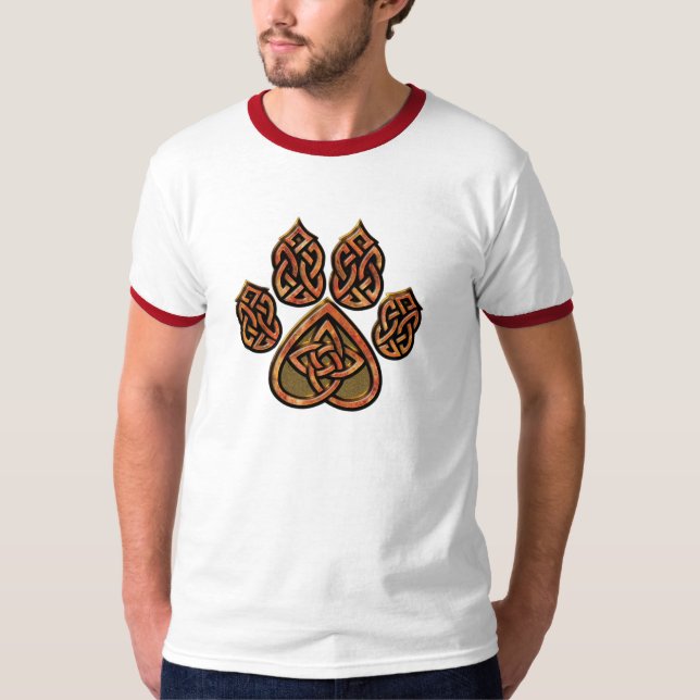 Camisa vermelha de Pawprint do céltico (Frente)