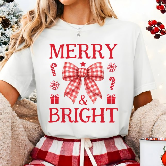 Camisa Vermelha de Xadrez com Laço de Natal Alegre (Criador carregado)