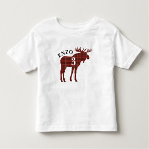 Camisa vermelha do aniversário dos alces da xadrez