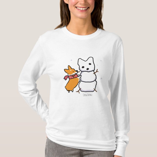 Camisa vermelha do boneco de neve do Corgi (Frente)