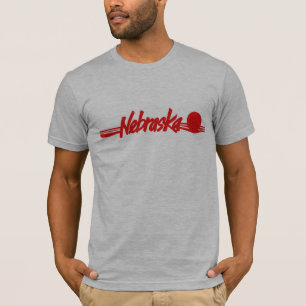 Camisa vermelha do por do sol de Nebraska