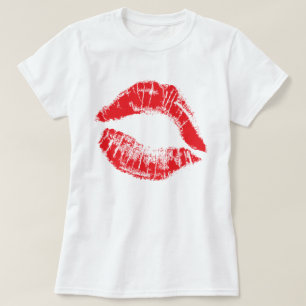 Camisa vermelha do Smooch do batom