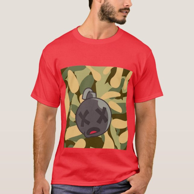 Camisa Vermelha Fatiga do Exército de T-Shirt Padr (Frente)