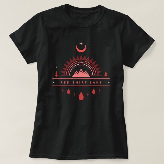 camisa vermelha lago alaska lua arco-íris (Frente do Design)