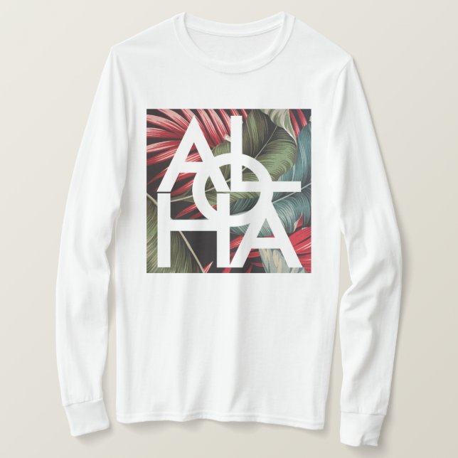 Camisa Vermelha Moderna de Palma Aloha Havaí (Frente do Design)