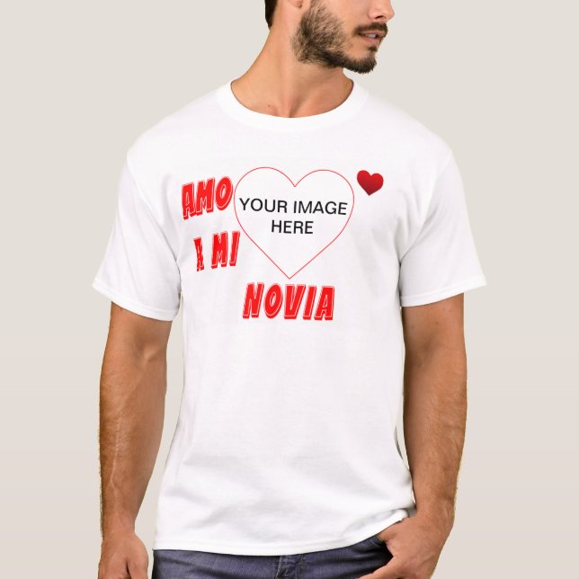 Camisa vermelha personalizada Amo A Mi Novia (Frente)