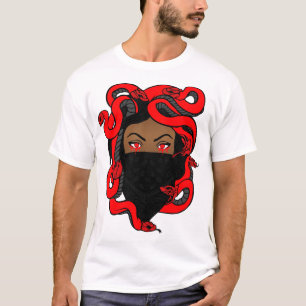 Camisa vermelha preta e branca Medusa