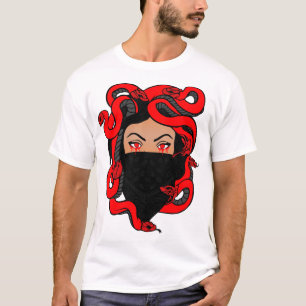 Camisa vermelha preta e branca Medusa