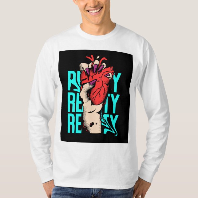 camisa veste de rua com coração vermelho e azul (Frente)