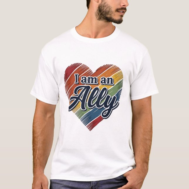 Camisa Vetorial Coração Aliado Arco-íris Design_1 (Frente)