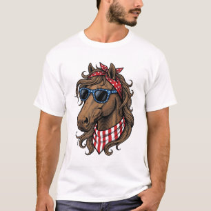 Camisa Vetorial de Cabeça de Cavalo Patriota Desig