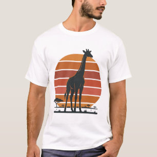 Camisa Vetorial Vintage Giraffe Sunset Safari Desi