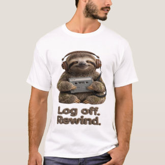 Camisa VHS da Preguiça - Desconectar e Rebobinar R