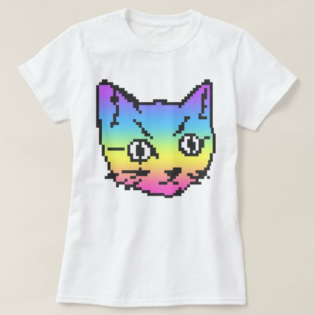 CAMISA VIDEO GATINHO PIXEL ART (Frente do Design)