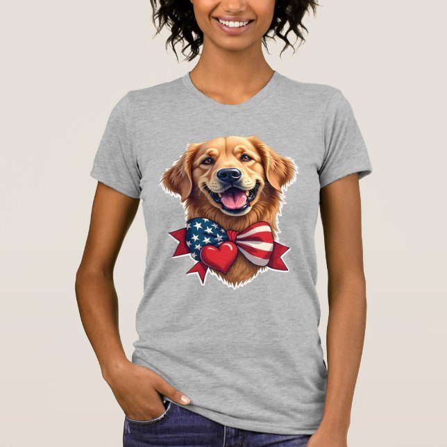 Camisa Vintage Amante do Golden Retriever Patriota (Frente)