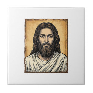 Camisa Vintage com Desenho de Retrato Religioso Gr