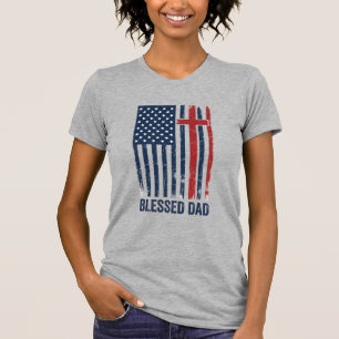 Camisa Vintage Cruz Bandeira Cristã Pai Abençoado