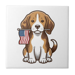 Camisa Vintage de Cachorro Beagle com Bandeira Ame