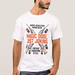 Camisa Vintage de Enfermeira Medicação Humor Bruxa