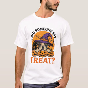 Camisa Vintage de Halloween Bulldog Witch Dog Trea