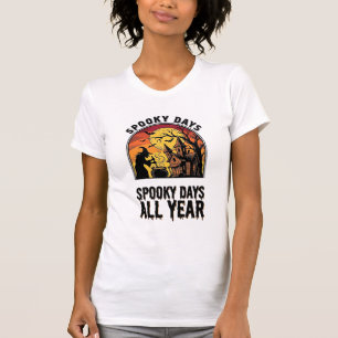 Camisa Vintage de Halloween Casa de Bruxa Morcego