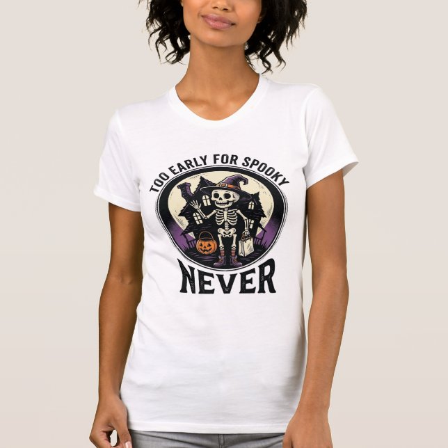 Camisa Vintage de Halloween Esqueleto Lua Casa Ass (Frente)