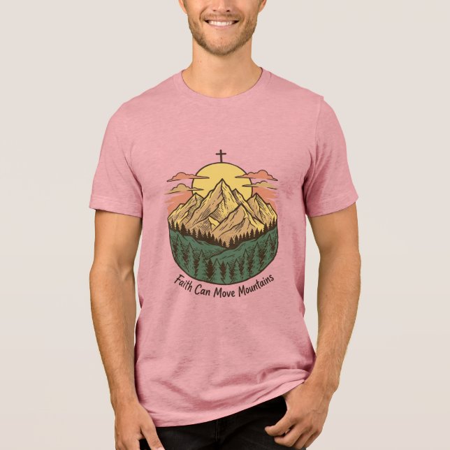 Camisa Vintage de Montanha Fé Pode Mover Montanhas (Frente)