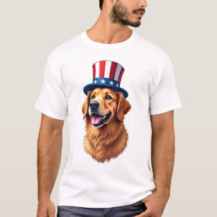 Camisa Vintage do Dia 4 de Julho do Golden Retriev