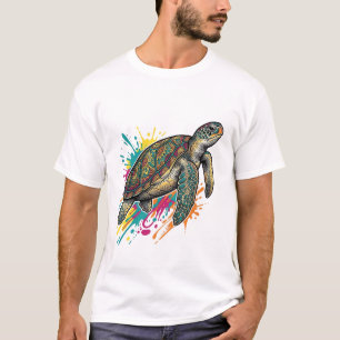Camisa Vintage Engraving Tartaruga Marinha Color S