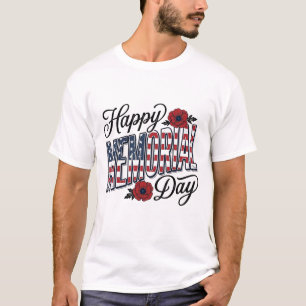 Camisa Vintage Feliz Dia do Memorial Poppy Flag