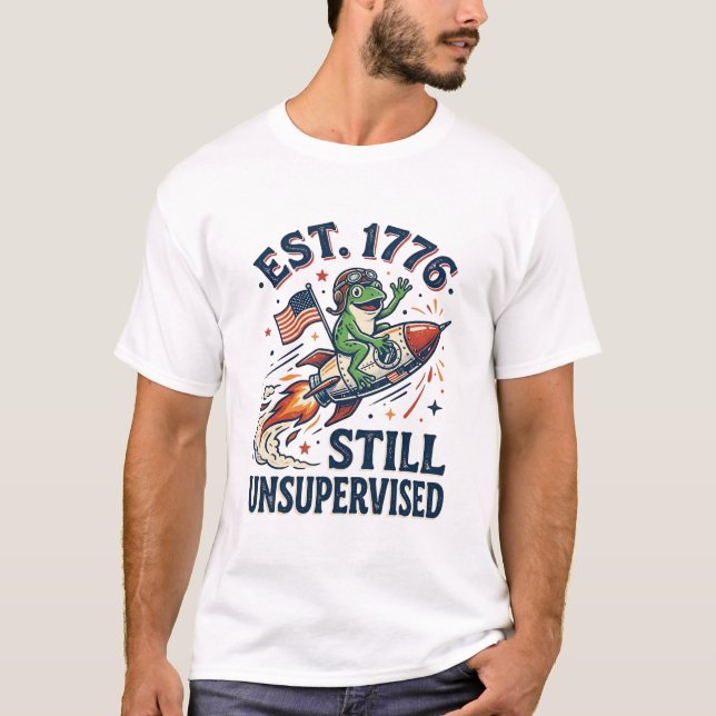 Camisa Vintage Frog Rocket Est 1776 Sem Supervisão (Frente)
