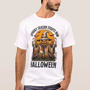Camisa Vintage Halloween Espantalho Abóbora Bruxa_