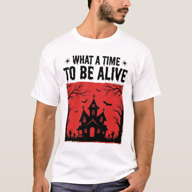 Camisa Vintage Halloween Haunted House What A Time (Frente)