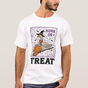 Camisa Vintage Honk Or Treat Bruxa Ganso Halloween