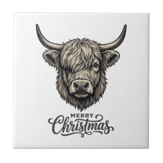 Camisa Vintage Merry Christmas Cow Highland_1