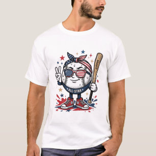 Camisa Vintage Patriótica de Mascote de Beisebol D