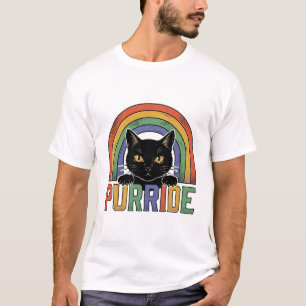 Camisa Vintage Purride Gato Preto Arco-íris Design
