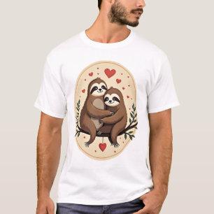 Camisa Vintage Sloth Love Retro do Dia dos Namorad