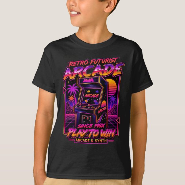 Camisa Vintage Synthwave Play To Win Gaming (Frente)