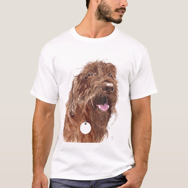 Camisa viva de Labradoodle #1 Edun do chocolate (Frente)