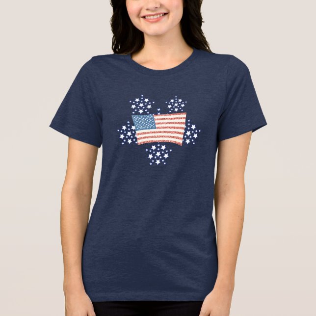 Camisa White Star Fire Works e Pointillism Flag Te (Frente)
