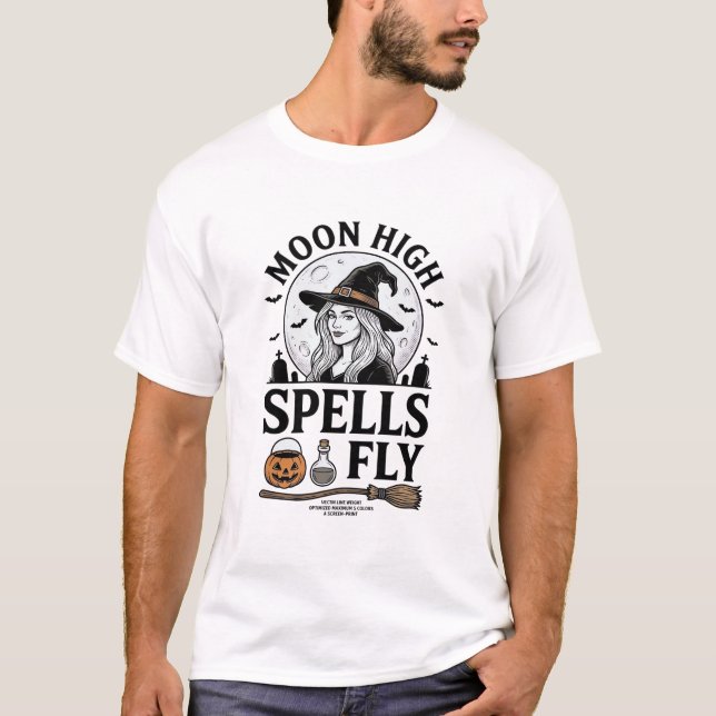 Camisa Witch Moon Vintage Engraving Halloween Tee_ (Frente)