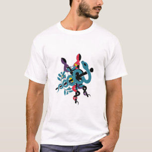 Camisas Artísticas Botânicas Coloridas de Cobras E