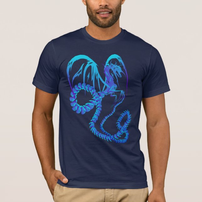 Camisas azuis elétricas do dragão (Frente)