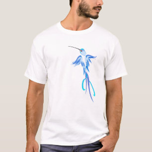Camisas azuis macias do pássaro do zumbido