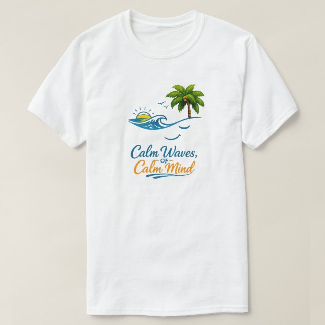 Camisas Básicas de Verão para Homens - Ondas Calma (Frente do Design)